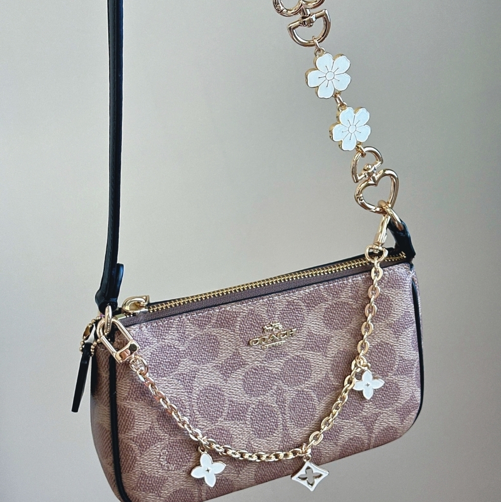 NWT Coach Nolita 19 In Signature Canvas Gold/Tan/Black Plus Extended Chain - Picture 5 of 10